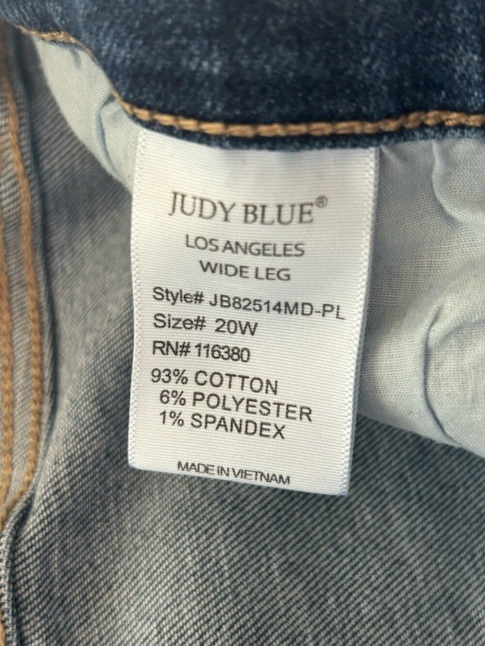 Judy Blue Classic Wide-Leg Women’s Jeans Blue Plus Size 20W Everyday Casual - Picture 15 of 16